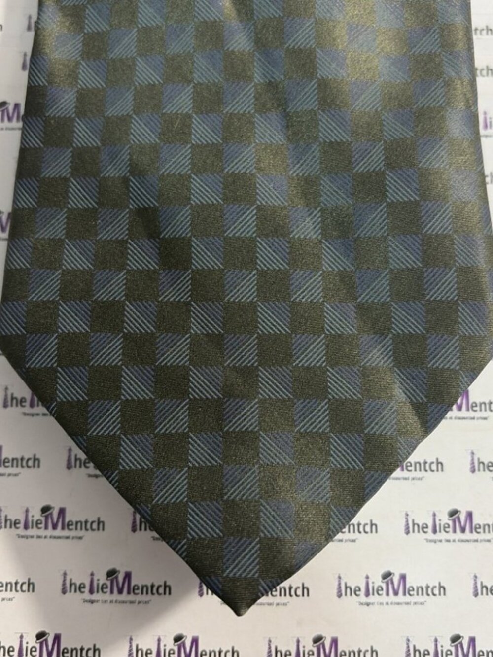 ALFANI Green Checkered Design Tie 3.625”